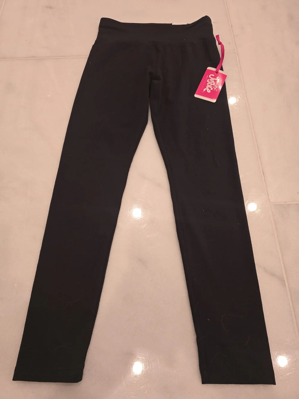 Justice Black Girls' Leggings with Pink Brand Tag